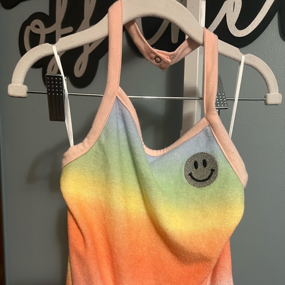 Epic Threads Rainbow Smiley Face Ombre Short Terry Cloth Romper NWT 6X - Picture 3 of 5